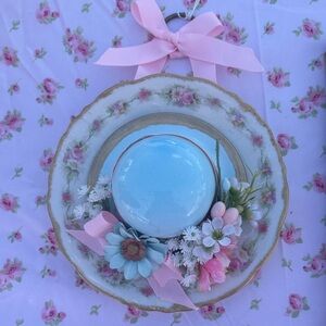 Floral Teacup Wall Hanging with Pink Bow